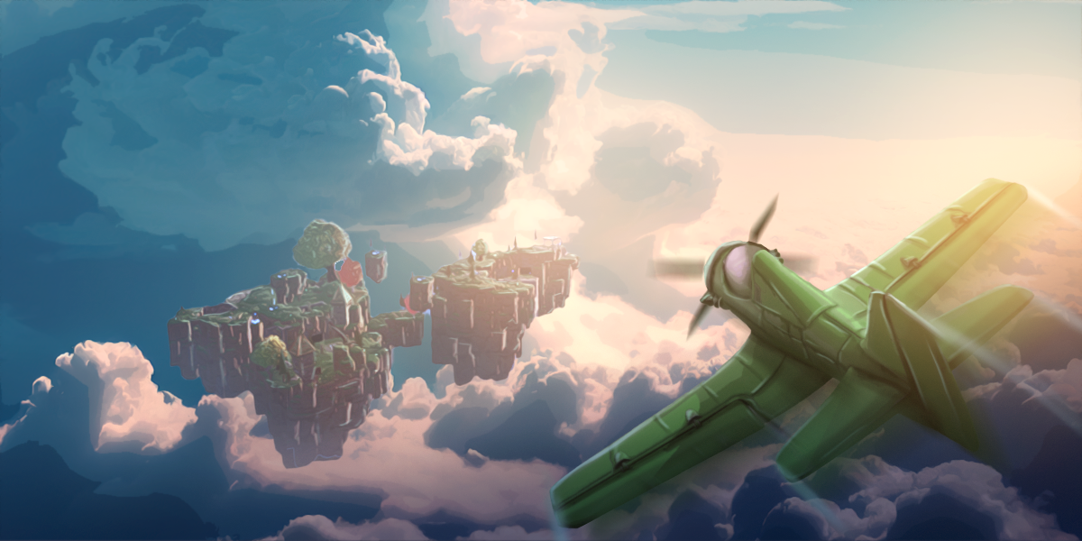 Flying towards an island